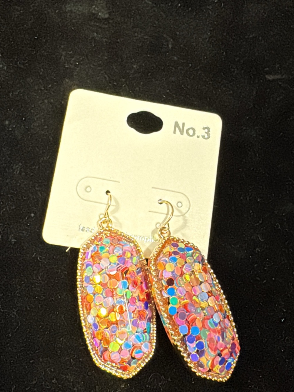 Gold Multi-Color Sequin Drop Earrings